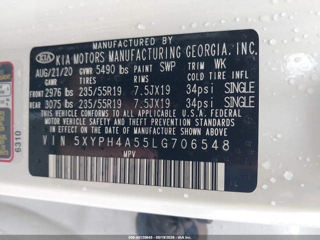2020 KIA SORENTO 3.3L EX 9