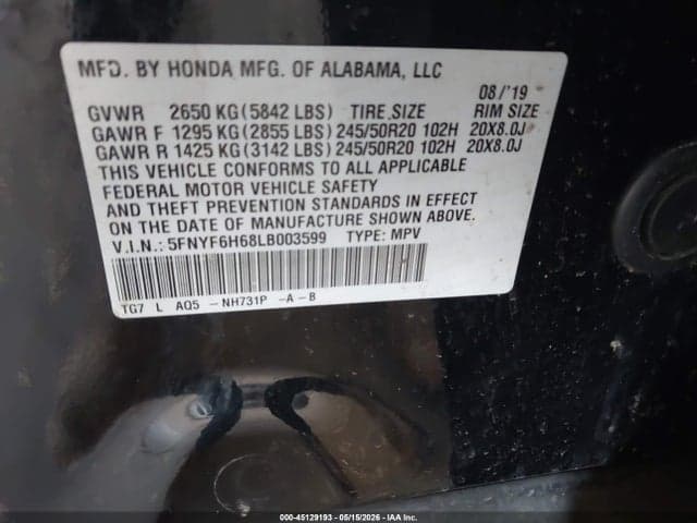 2020 HONDA PILOT AWD TOURING 7 PASSENGER 9