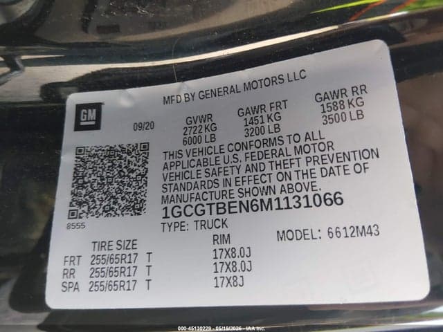 2021 CHEVROLET COLORADO 4WD SHORT BOX WT 9