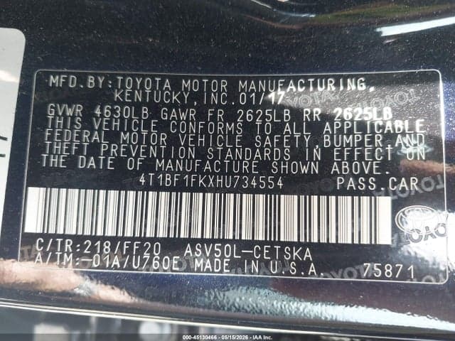2017 TOYOTA CAMRY SE 9