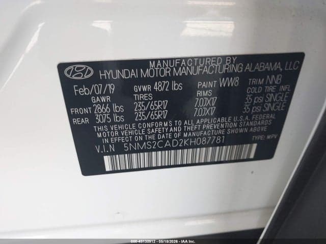 2019 HYUNDAI SANTA FE SE 9