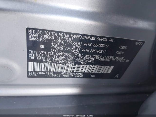 2021 TOYOTA RAV4 XLE 9