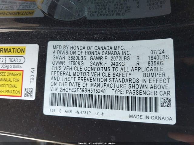 2025 HONDA CIVIC SPORT 9