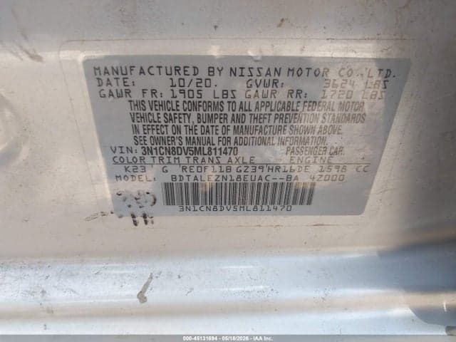 2021 NISSAN VERSA S XTRONIC CVT 9