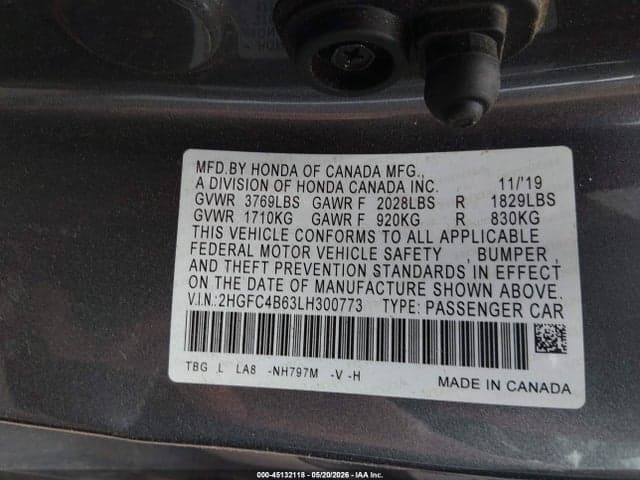 2020 HONDA CIVIC LX 9