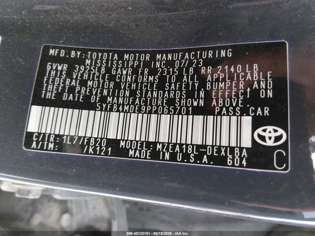 2023 TOYOTA COROLLA LE 9