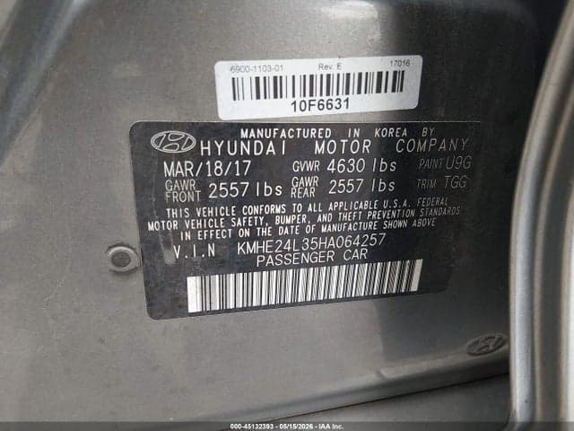 2017 HYUNDAI SONATA HYBRID SE 9