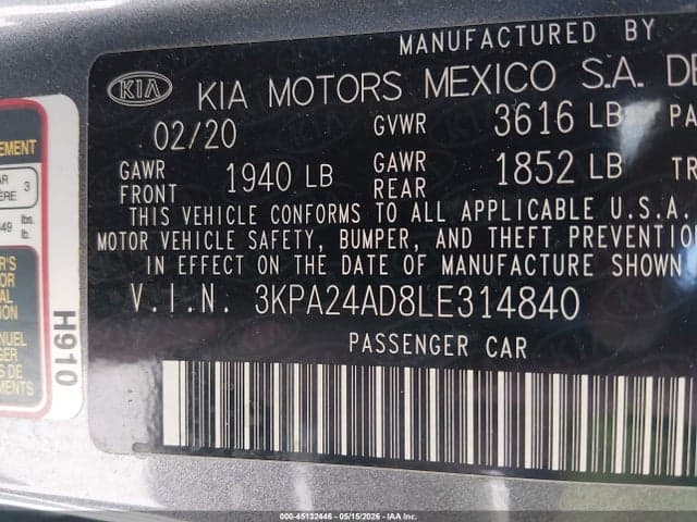 2020 KIA RIO S 9