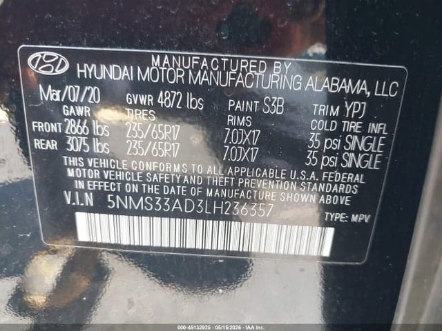 2020 HYUNDAI SANTA FE SEL 9