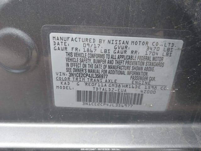 2018 NISSAN VERSA NOTE SV 9