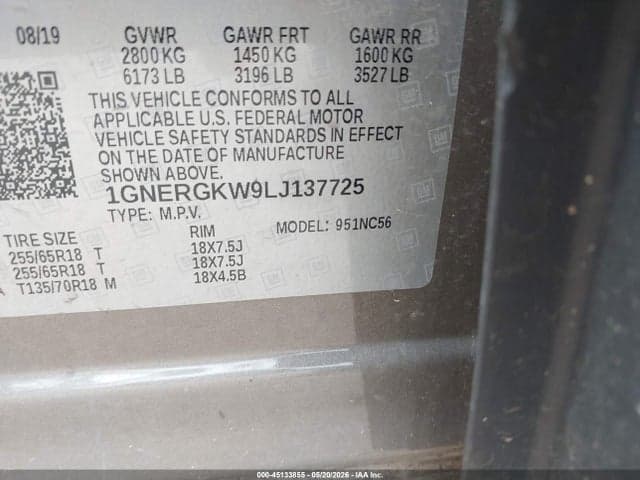 2020 CHEVROLET TRAVERSE FWD LT CLOTH 9