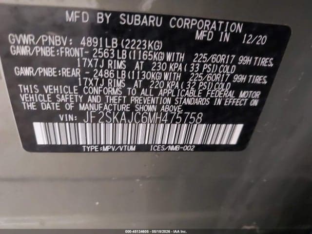 2021 SUBARU FORESTER PREMIUM 9