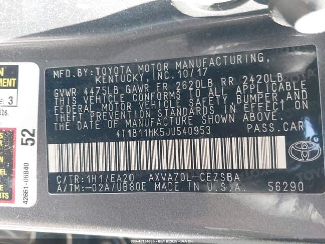 2018 TOYOTA CAMRY SE 9