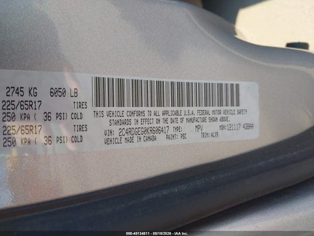 2019 DODGE GRAND CARAVAN GT 9