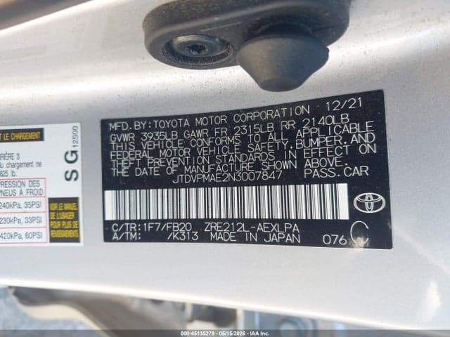 2022 TOYOTA COROLLA LE 9