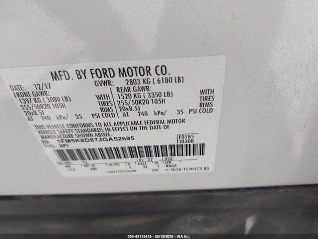 2018 FORD EXPLORER XLT 9