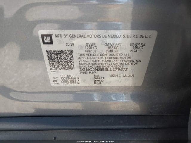 2020 CHEVROLET TRAX AWD LS 9