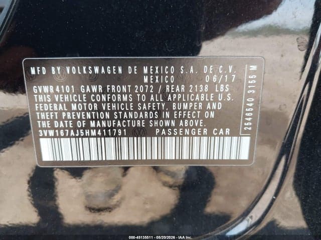 2017 VOLKSWAGEN JETTA 1.4T S 9