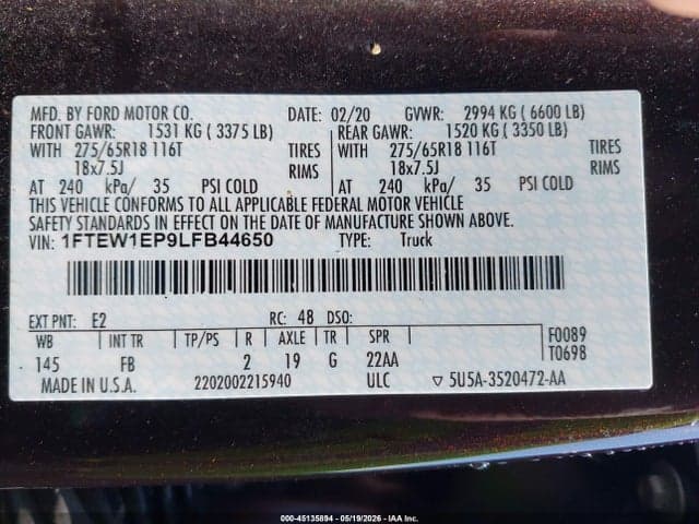 2020 FORD F-150 XLT 9