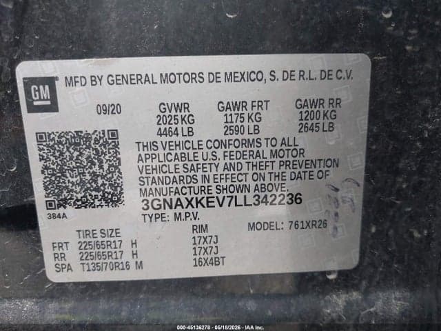 2020 CHEVROLET EQUINOX FWD LT 1.5L TURBO 9