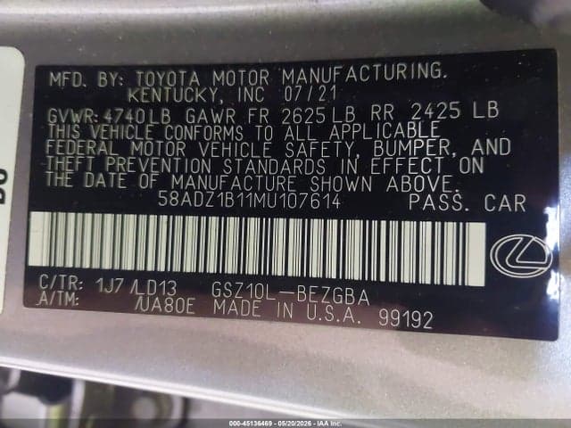 2021 LEXUS ES 350 9