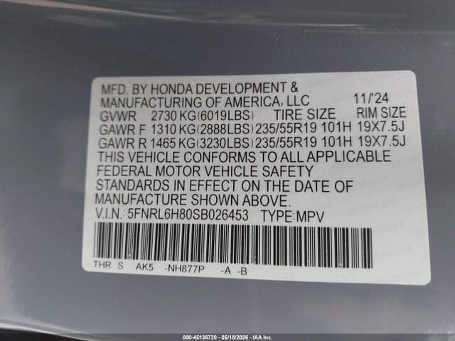 2025 HONDA ODYSSEY TOURING 9