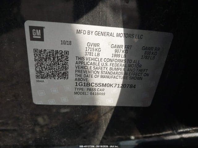 2019 CHEVROLET CRUZE LS 9