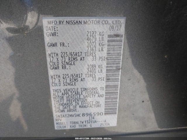 2017 NISSAN ROGUE SV 9