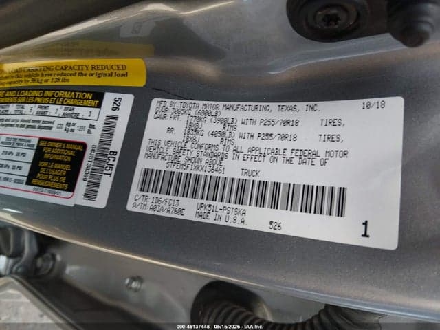 2019 TOYOTA TUNDRA SR5 4.6L V8 9