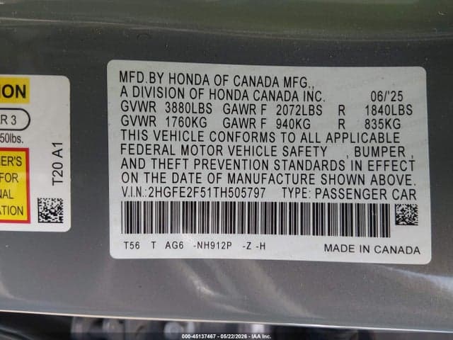 2026 HONDA CIVIC SPORT 9