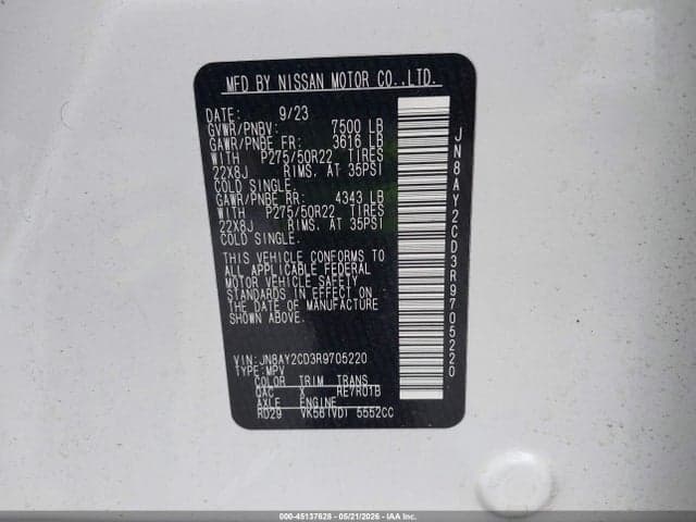 2024 NISSAN ARMADA PLATINUM 4WD 9