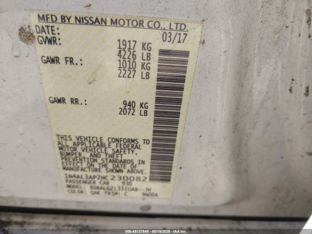 2017 NISSAN ALTIMA 2.5 S 9