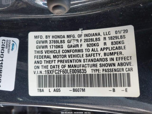 2020 HONDA CIVIC LX 9