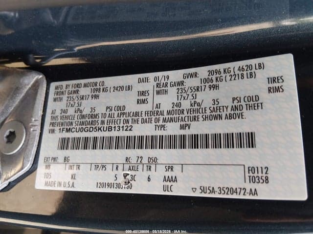 2019 FORD ESCAPE SE 9
