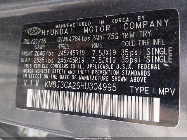 2017 HYUNDAI TUCSON LIMITED 9