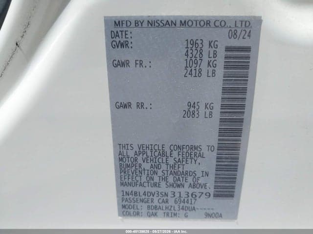 2025 NISSAN ALTIMA SV FWD 10
