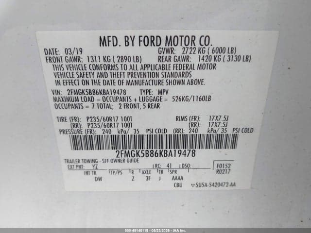 2019 FORD FLEX SE 9