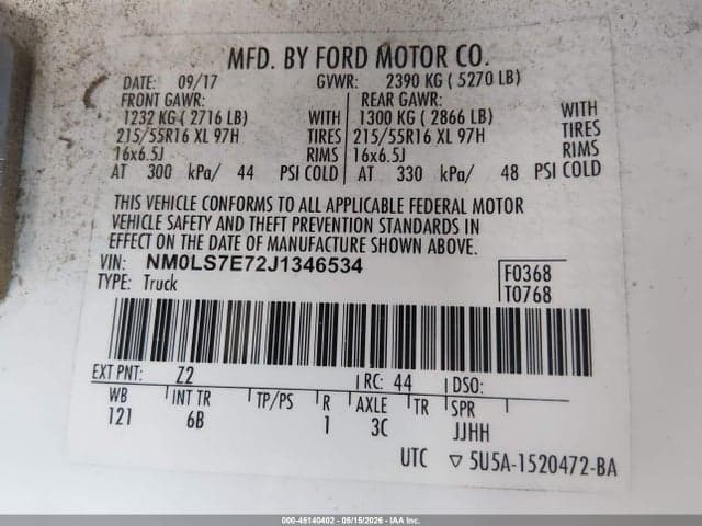 2018 FORD TRANSIT CONNECT XL 9