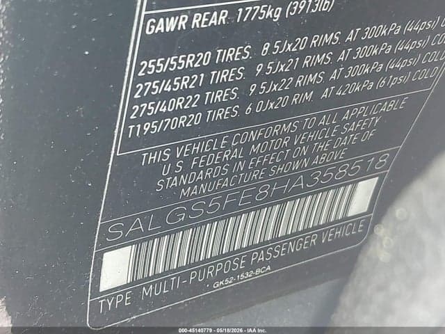 2017 LAND ROVER RANGE ROVER 10