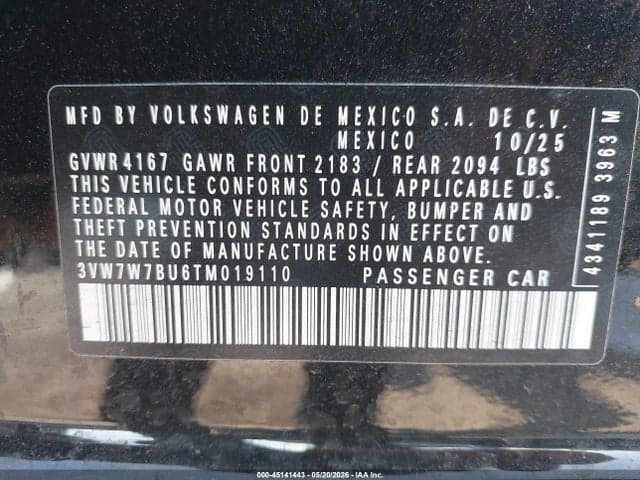 2026 VOLKSWAGEN JETTA SE 9