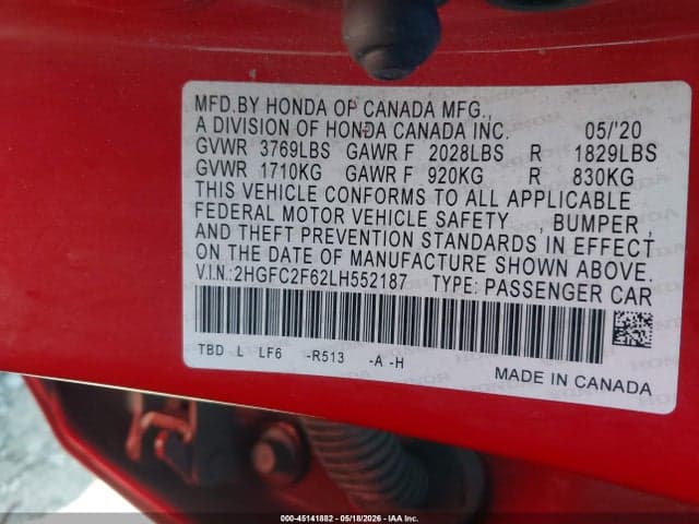 2020 HONDA CIVIC LX 9