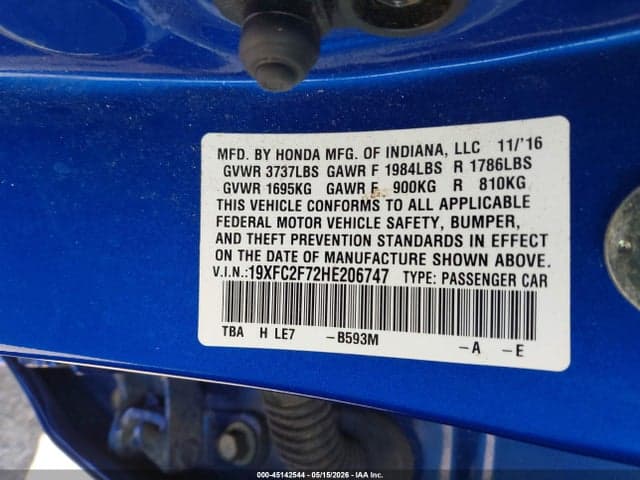 2017 HONDA CIVIC EX 9