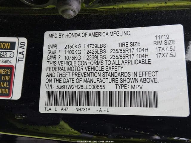 2020 HONDA CR-V AWD LX 9