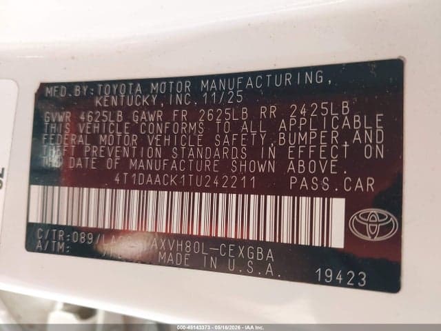 2026 TOYOTA CAMRY XLE 9