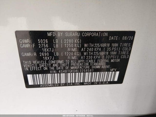 2020 SUBARU OUTBACK ONYX EDITION XT 9