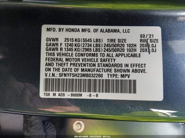 2021 HONDA PILOT 2WD SPECIAL EDITION 9