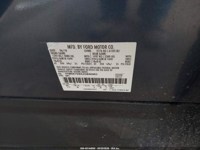 2018 FORD EXPLORER XLT 9