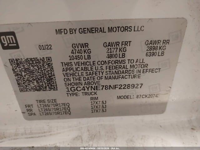 2022 CHEVROLET SILVERADO 2500HD 4WD STANDARD BED LT 9