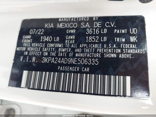 2022 KIA RIO S 9