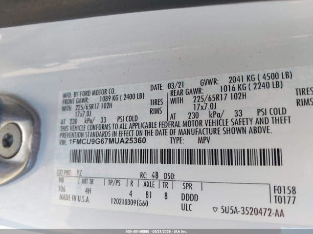 2021 FORD ESCAPE SE 9